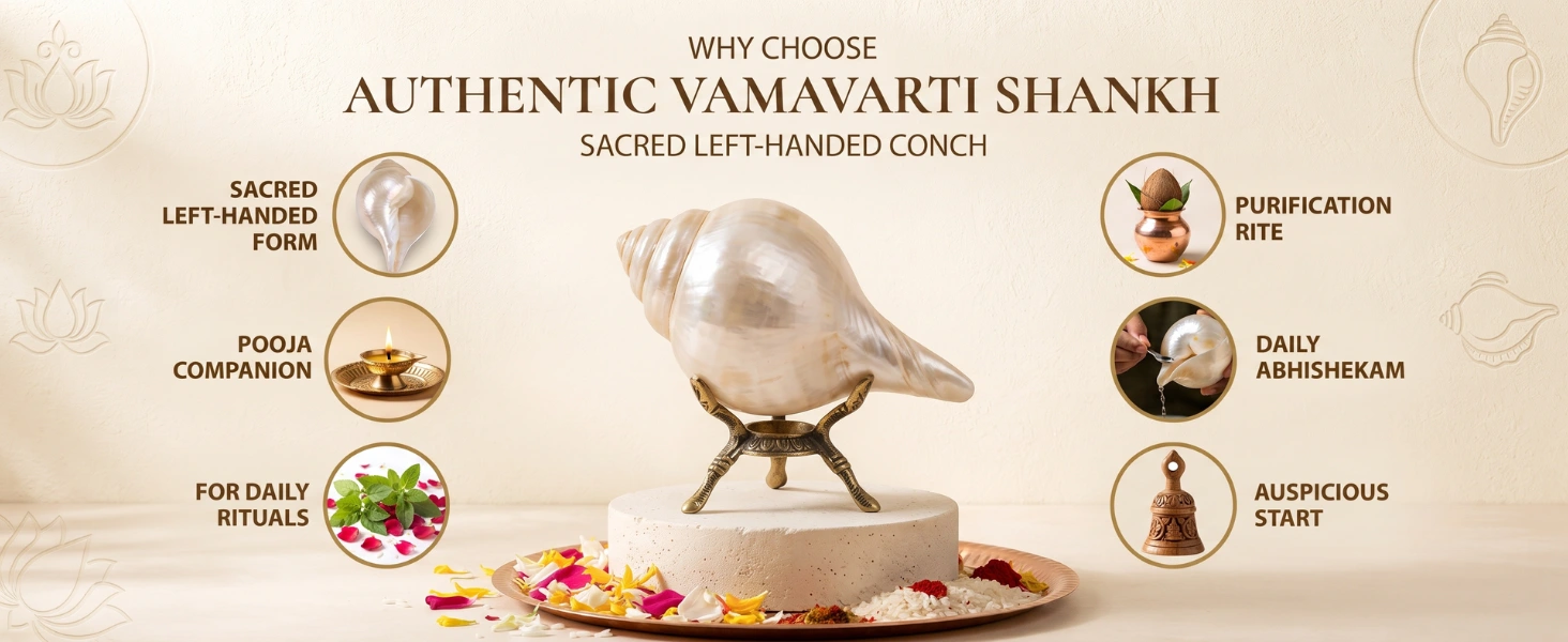 Authentic Vamavarti Shankh – Sacred Left-Handed Conch for Daily Rituals - detail 2