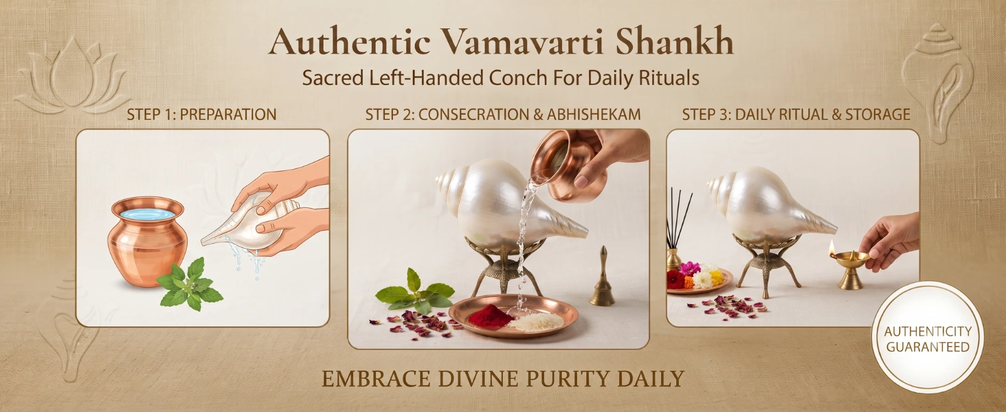 Authentic Vamavarti Shankh – Sacred Left-Handed Conch for Daily Rituals - detail 3