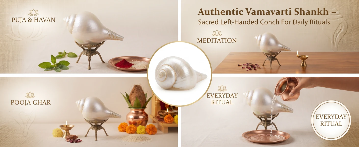 Authentic Vamavarti Shankh – Sacred Left-Handed Conch for Daily Rituals - detail 4