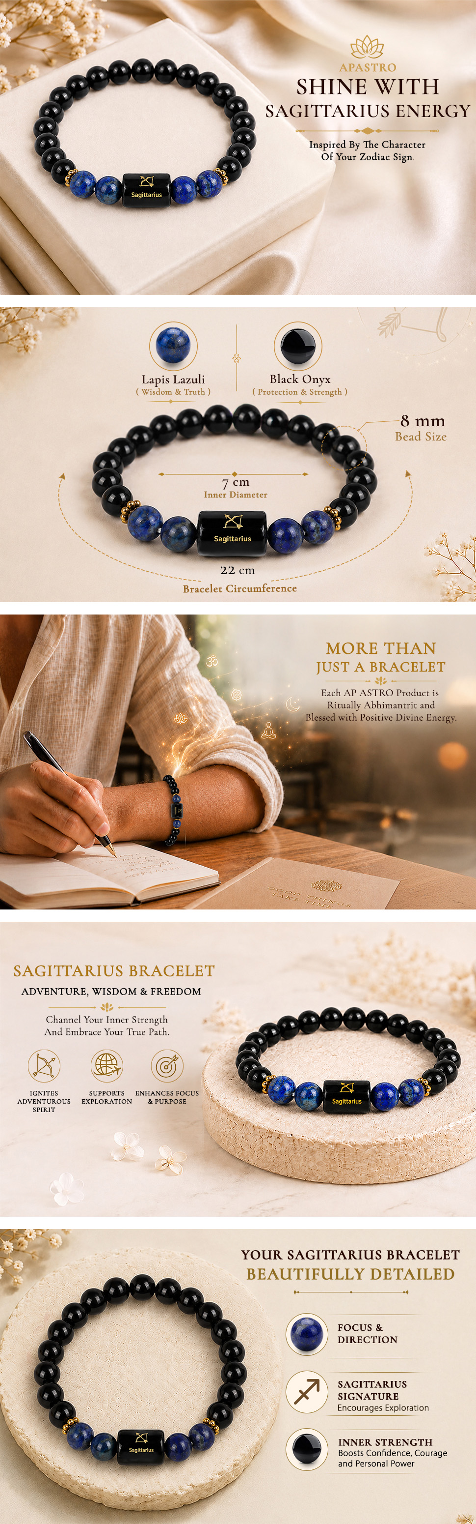 Sagittarius Zodiac Bracelet (Dhanu Rashi) - detail 1