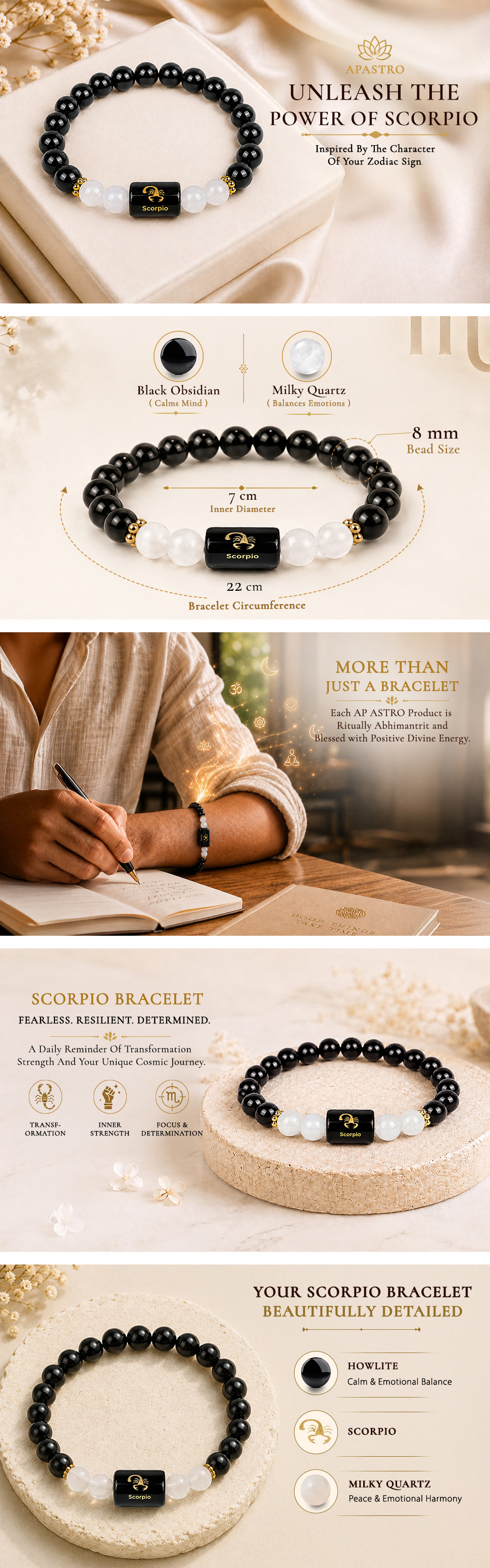 Scorpio Zodiac Bracelet (Vrishchik Rashi) - detail 1